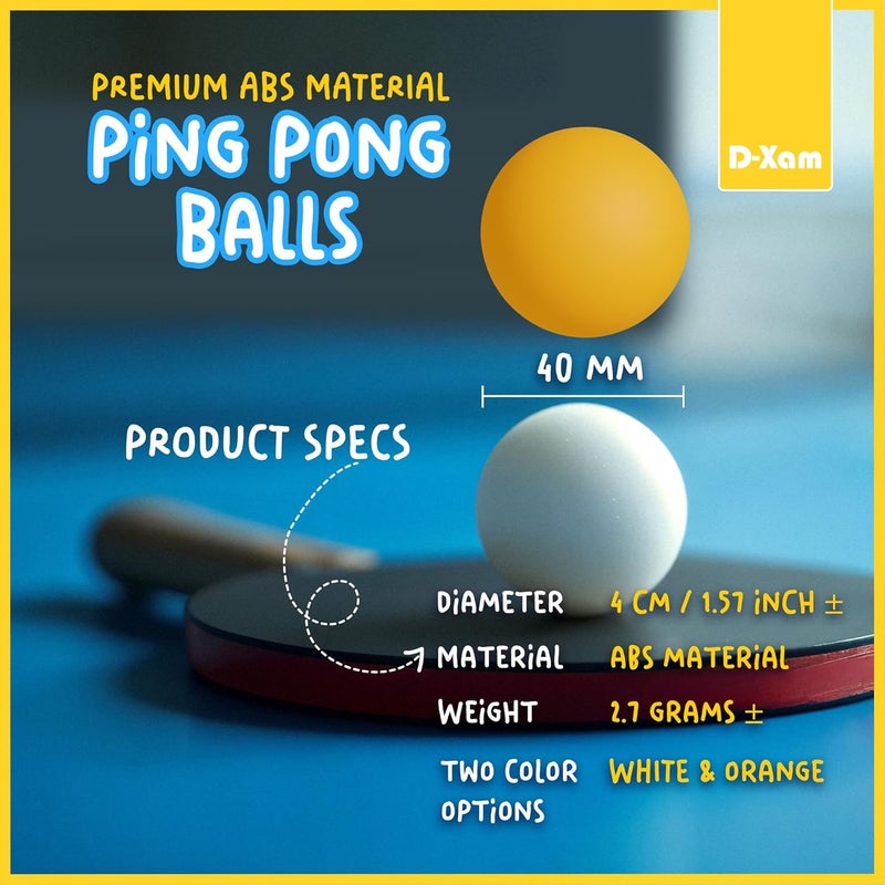 Dexam Ping Pong Balls White 15 or 50 Pack, Professional ABS Table Tennis Ball 1 Star 40mm Official Size + Weight, for Training & Practice - Durable High Performance - Image 2